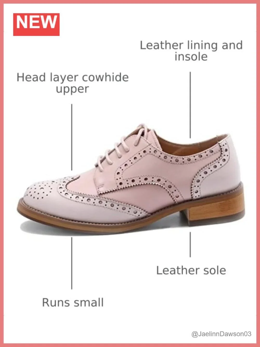 Women's Leather Oxford Shoes Lace-Up Flat Comfortable